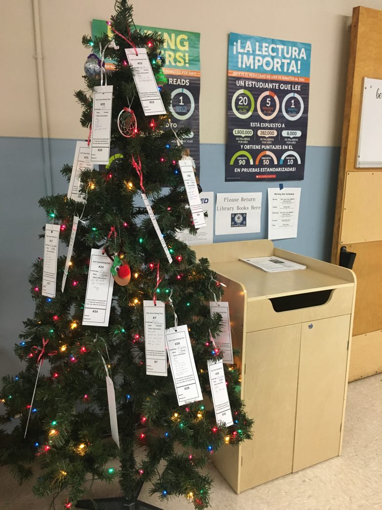 christmas tree decorated with tags