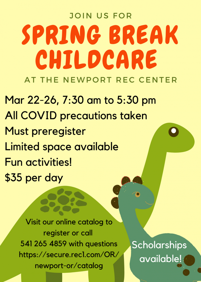 spring break childcare at the Newport Rec Center